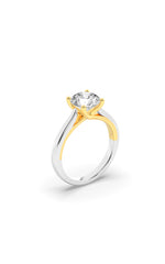 Load image into Gallery viewer, 1CTW Round Shaped Lab Grown Diamond (F/VS) Two Tone Cathedral Shank Engagement Ring in 14K Gold
