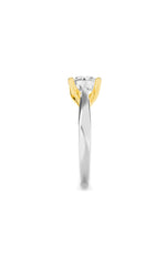 Load image into Gallery viewer, 2CTW Round Shaped Lab Grown Diamond (F/VS) Cathedral Shank Engagement Ring in 14K Yellow Gold
