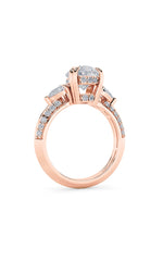 Load image into Gallery viewer, 3.5CTW Pear Shaped Lab Grown Diamond (G/VS) Three Stone Accented Engagement Ring in 14K Gold
