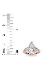 Load image into Gallery viewer, 3.5CTW Pear Shaped Lab Grown Diamond (G/VS) Three Stone Accented Engagement Ring in 14K Gold
