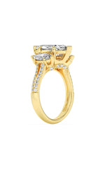 Load image into Gallery viewer, 4CTW Marquise Shaped Lab Grown Diamond (G/VS) Three Stone Accented Engagement Ring in 14K Gold
