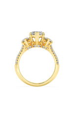Load image into Gallery viewer, 4CTW Marquise Shaped Lab Grown Diamond (G/VS) Three Stone Accented Engagement Ring in 14K Gold

