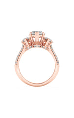 Load image into Gallery viewer, 4CTW Marquise Shaped Lab Grown Diamond (G/VS) Three Stone Accented Engagement Ring in 14K Gold
