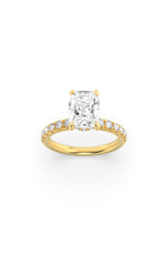 Load image into Gallery viewer, 3CTW Elongated Cushion Shaped Lab Grown Diamond (F/VS) Classic Hidden Halo Accented Solitaire Engagement Ring in 14K Gold
