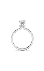 Load image into Gallery viewer, 2CTW Emerald Shaped Lab Grown Diamond (G/VS) Hidden Halo Accented Ring in 14K Gold
