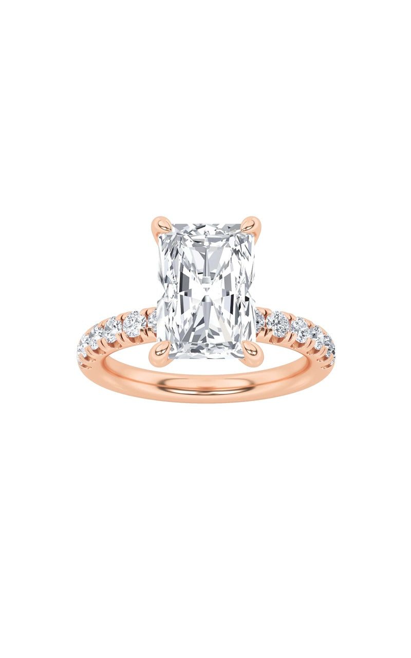 2CTW Radiant Shaped Lab Grown Diamond (F/VS) Hidden Halo Accented Ring in 14K Gold