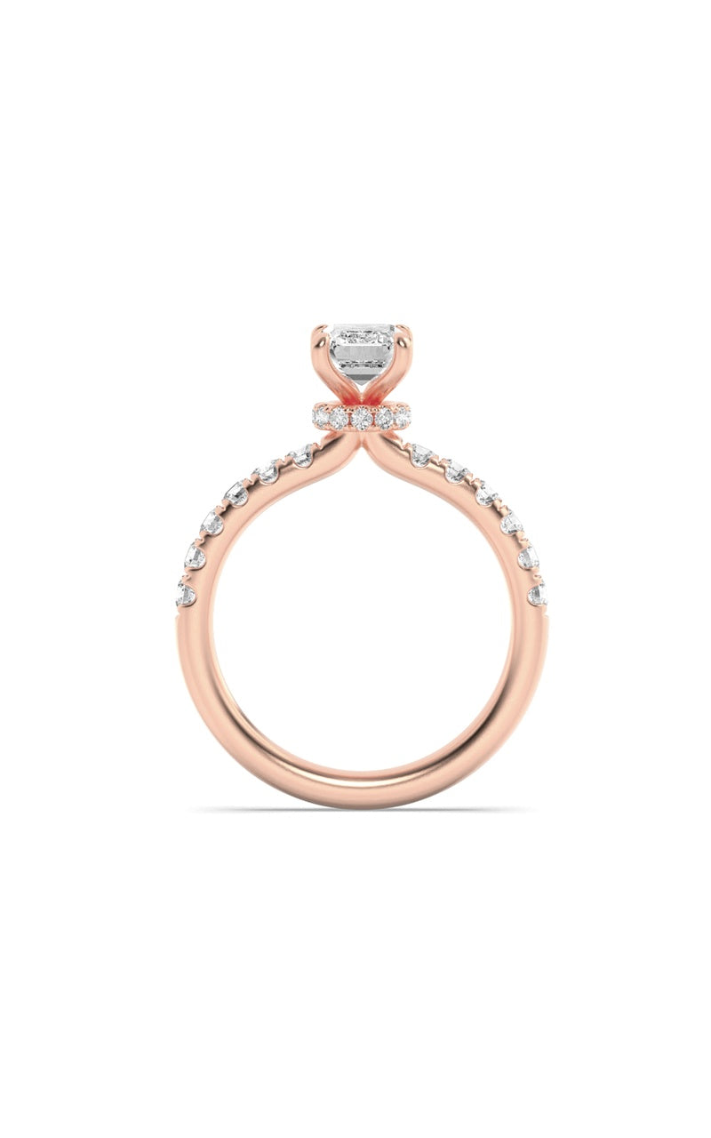 2CTW Radiant Shaped Lab Grown Diamond (F/VS) Hidden Halo Accented Ring in 14K Gold