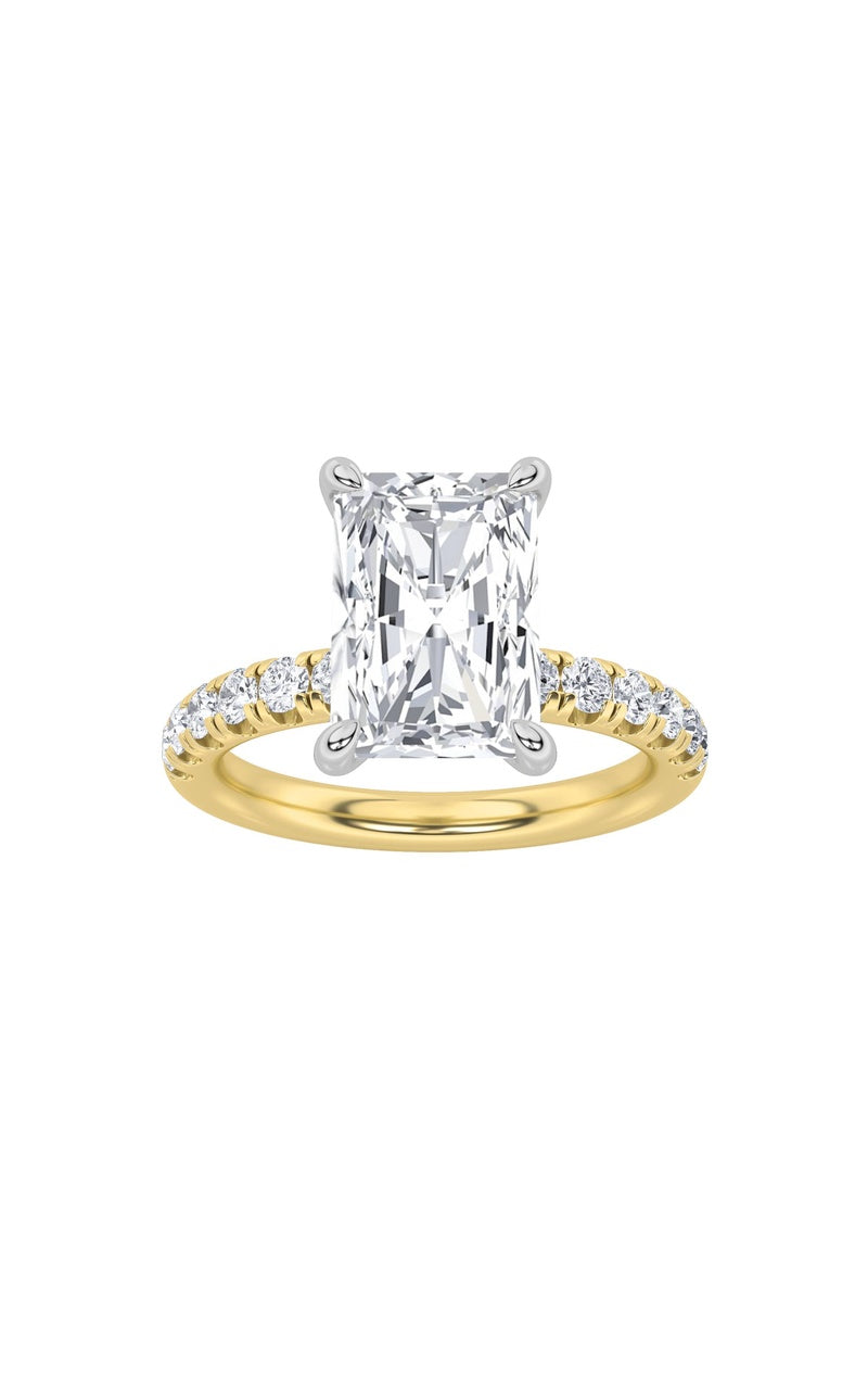 2CTW Radiant Shaped Lab Grown Diamond (F/VS) Hidden Halo Accented Ring in 14K Gold
