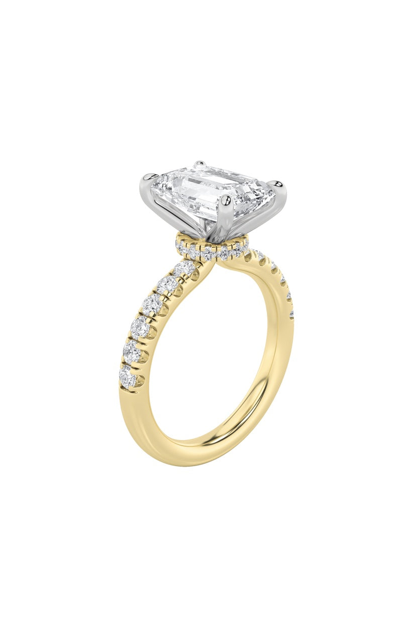 2CTW Radiant Shaped Lab Grown Diamond (F/VS) Hidden Halo Accented Ring in 14K Gold