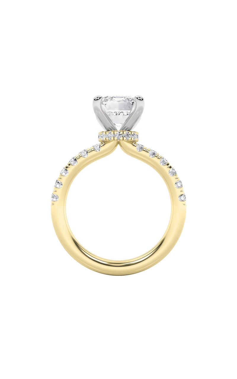 2CTW Radiant Shaped Lab Grown Diamond (F/VS) Hidden Halo Accented Ring in 14K Gold