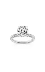Load image into Gallery viewer, 1.5CTW Round Shaped Lab Grown Diamond (F/VS) Hidden Halo Accented Ring in 14K Gold

