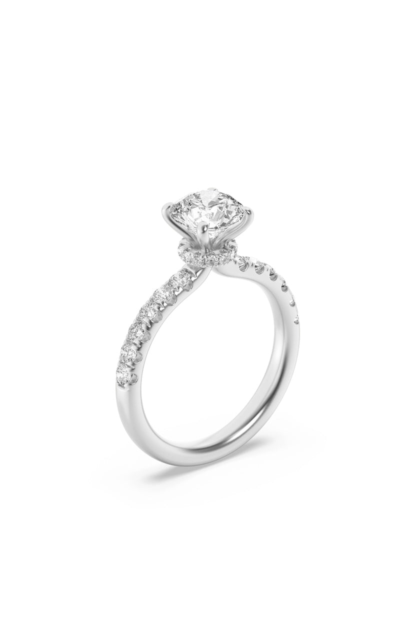 1.5CTW Round Shaped Lab Grown Diamond (F/VS) Hidden Halo Accented Ring in 14K Gold