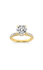 Load image into Gallery viewer, 2.5CTW Round Shaped Lab Grown Diamond (F/VS) Hidden Halo Accented Ring in 14K Gold
