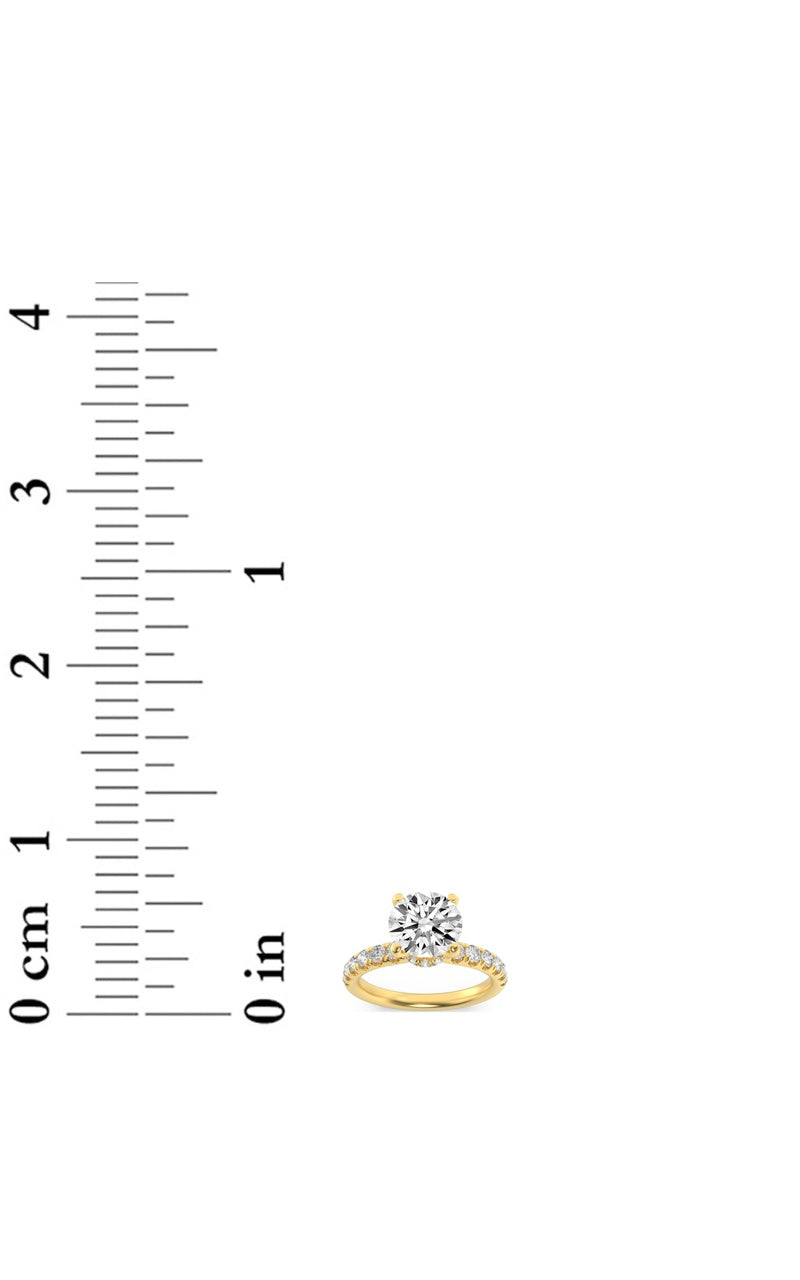2.5CTW Round Shaped Lab Grown Diamond (F/VS) Hidden Halo Accented Ring in 14K Gold