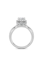 Load image into Gallery viewer, 2CTW Oval Shaped Lab Grown Diamond (F/VS) Split Shank Halo Accented Engagement Ring in 14K Gold

