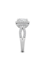 Load image into Gallery viewer, 2CTW Oval Shaped Lab Grown Diamond (F/VS) Split Shank Halo Accented Engagement Ring in 14K Gold
