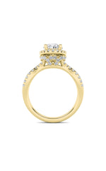 Load image into Gallery viewer, 2CTW Oval Shaped Lab Grown Diamond (F/VS) Split Shank Halo Accented Engagement Ring in 14K Gold
