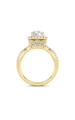 Load image into Gallery viewer, 2CTW Round Shaped Lab Grown Diamond (F/VS) Split Shank Halo Accented Engagement Ring in 14K Gold
