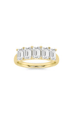 Load image into Gallery viewer, 2CTW Emerald Shaped Lab Grown Diamond (F/VS) Five Stone Band Ring in 14K Gold
