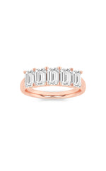 Load image into Gallery viewer, 2CTW Emerald Shaped Lab Grown Diamond (F/VS) Five Stone Band Ring in 14K Gold

