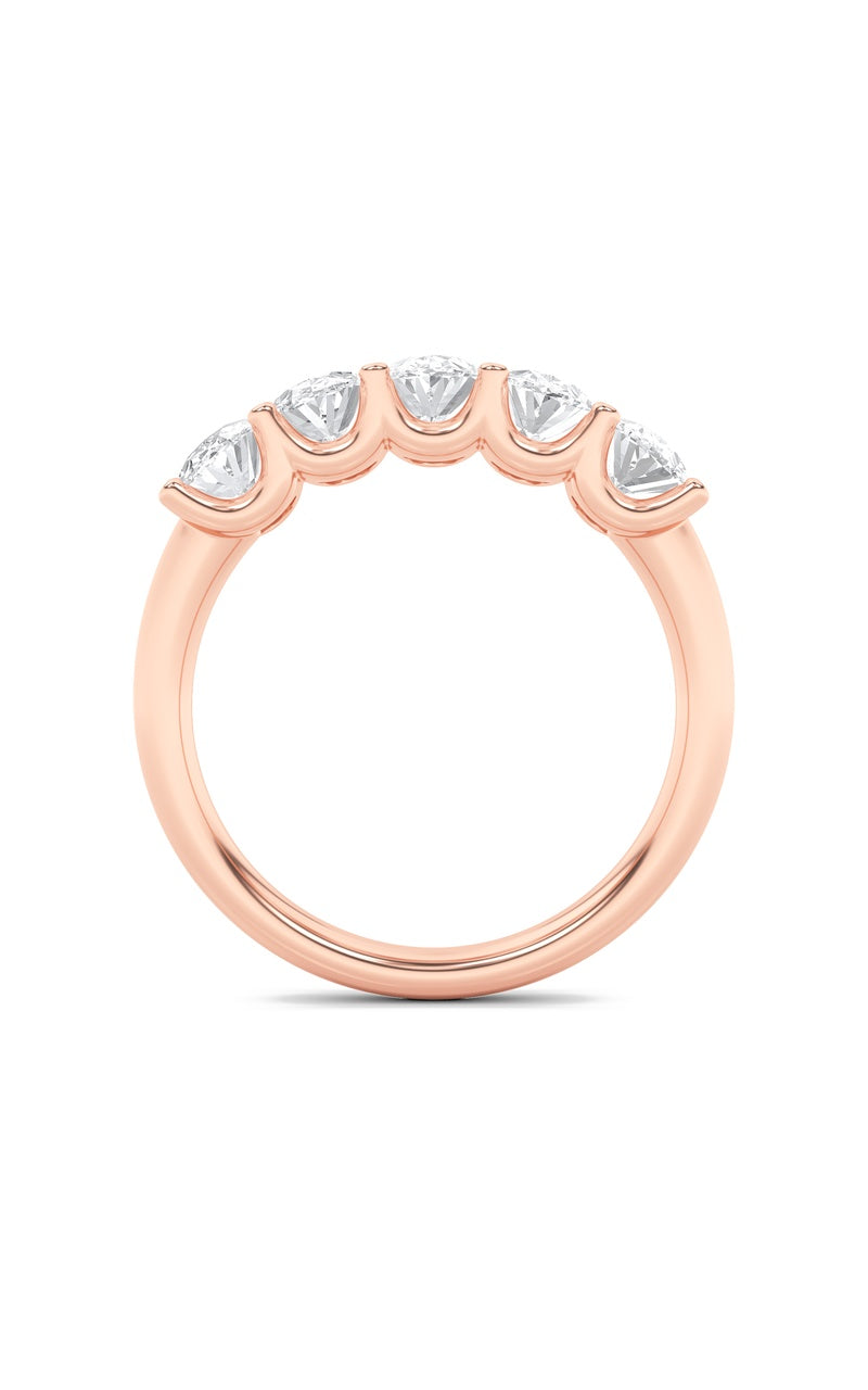 2CTW Oval Shaped Lab Grown Diamond (F/VS) Five Stone Band Ring in 14K Gold