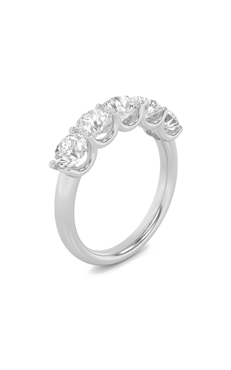 2CTW Round Shaped Lab Grown Diamond (F/VS) Five Stone Band Ring in 14K Gold