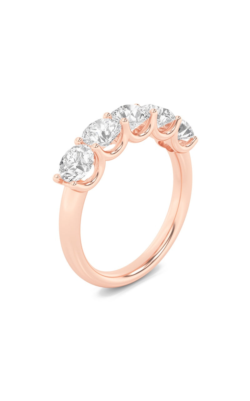 2CTW Round Shaped Lab Grown Diamond (F/VS) Five Stone Band Ring in 14K Gold