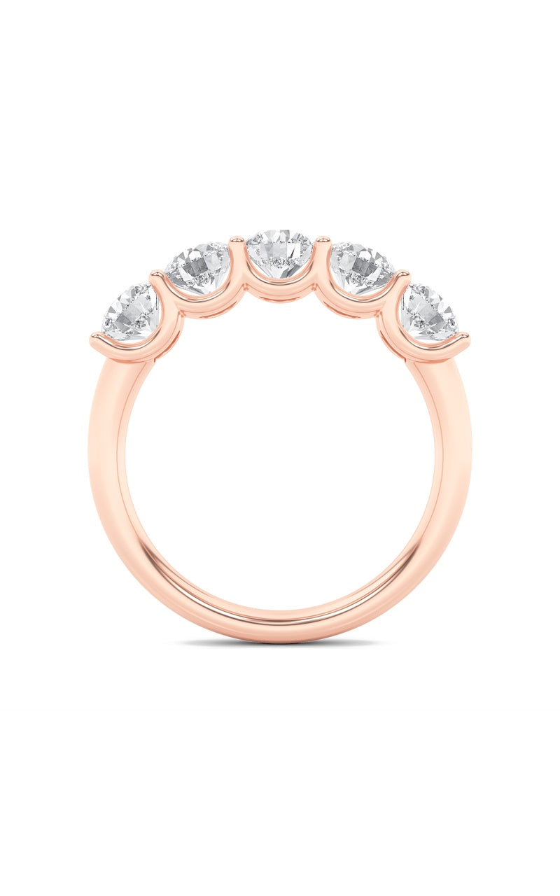 2CTW Round Shaped Lab Grown Diamond (F/VS) Five Stone Band Ring in 14K Gold