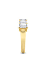 Load image into Gallery viewer, 3CTW Emerald Shaped Lab Grown Diamond (F/VS) Seven Stone Band Ring in 14K Gold
