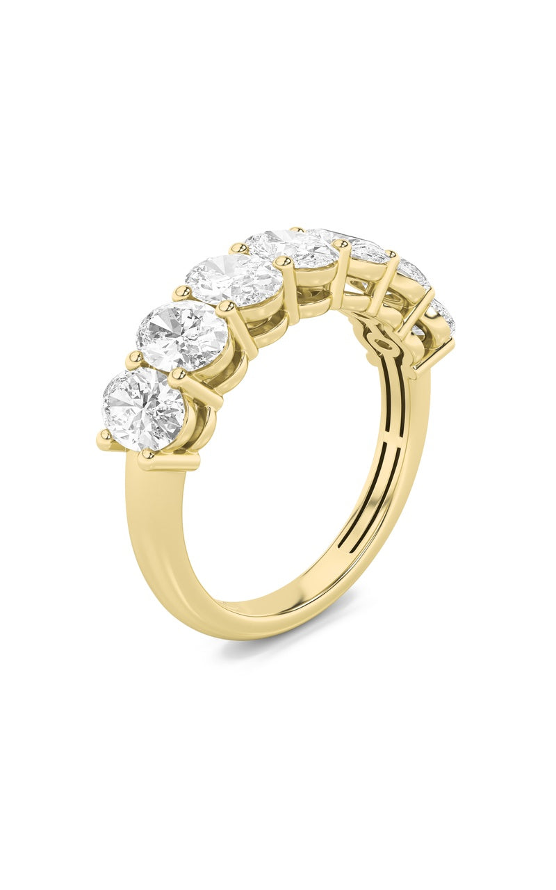 2CTW Oval Shaped Lab Grown Diamond (F/VS) Seven Stone Band Ring in 14K Gold