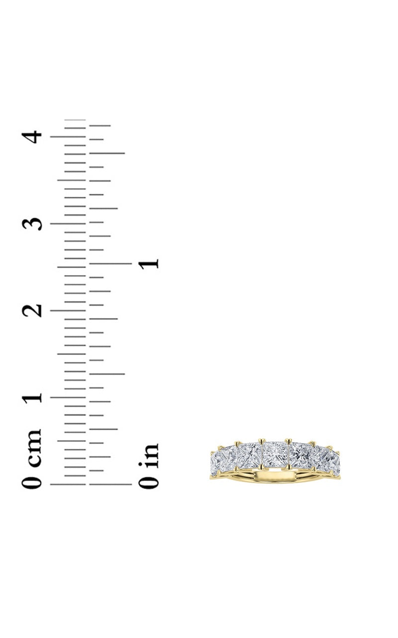 2CTW Princess Shaped Lab Grown Diamond (F/VS) Seven Stone Band Ring in 14K Gold