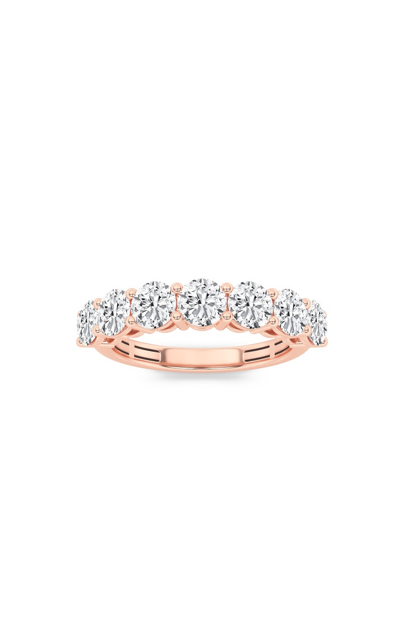2CTW Round Shaped Lab Grown Diamond (F/VS) Seven Stone Band Ring in 14K Gold