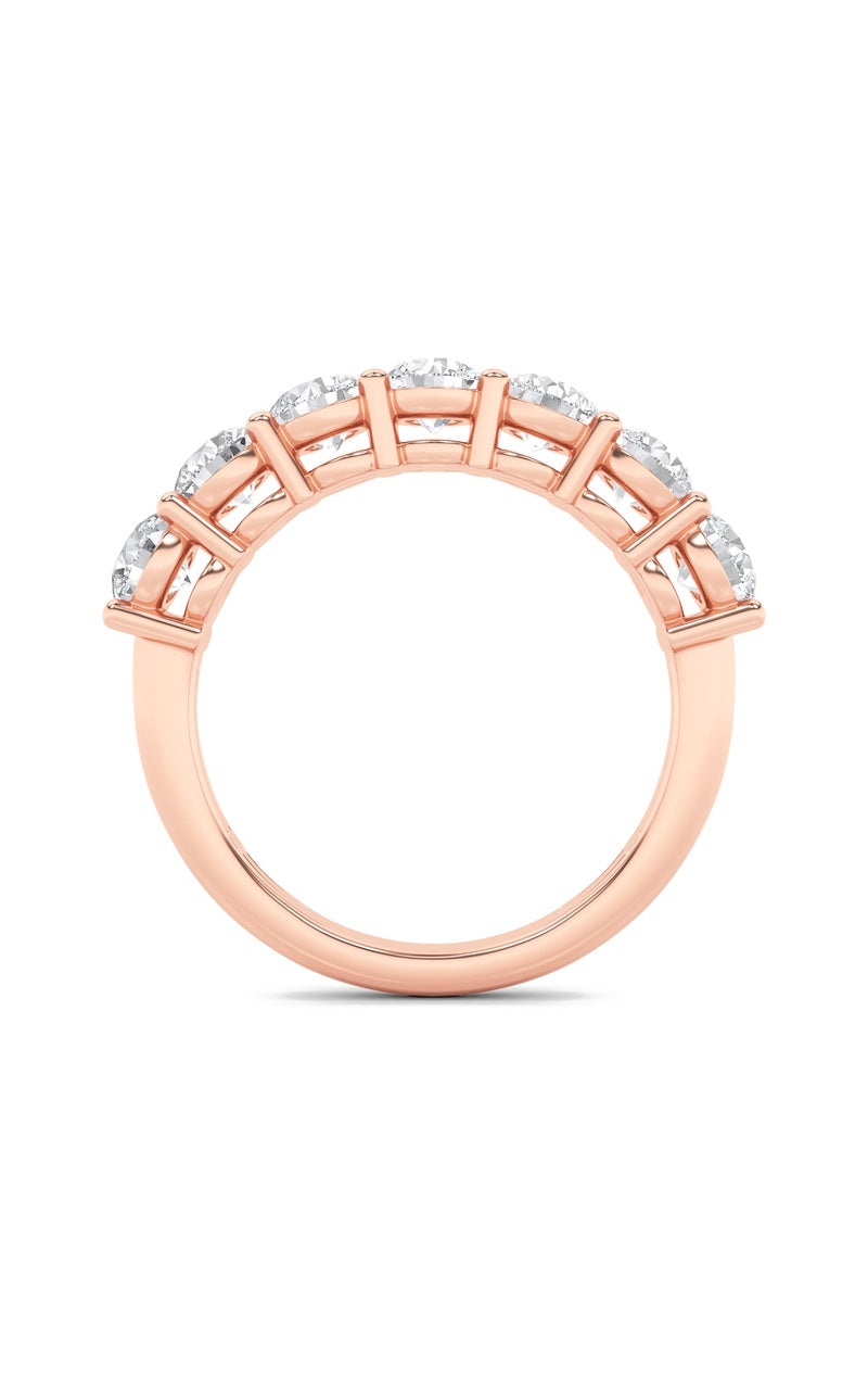 2CTW Round Shaped Lab Grown Diamond (F/VS) Seven Stone Band Ring in 14K Gold