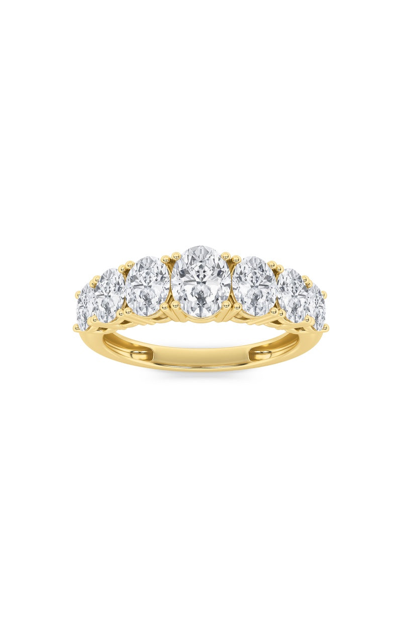2CTW Oval Shaped Lab Grown Diamond (F/VS) Seven Stone Band Ring in 14K Gold