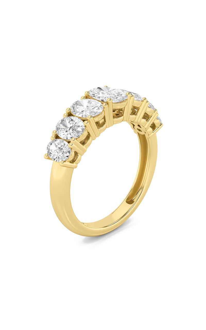2CTW Oval Shaped Lab Grown Diamond (F/VS) Seven Stone Band Ring in 14K Gold