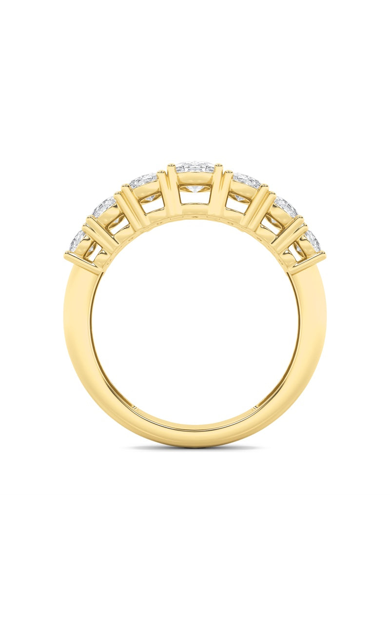 2CTW Oval Shaped Lab Grown Diamond (F/VS) Seven Stone Band Ring in 14K Gold