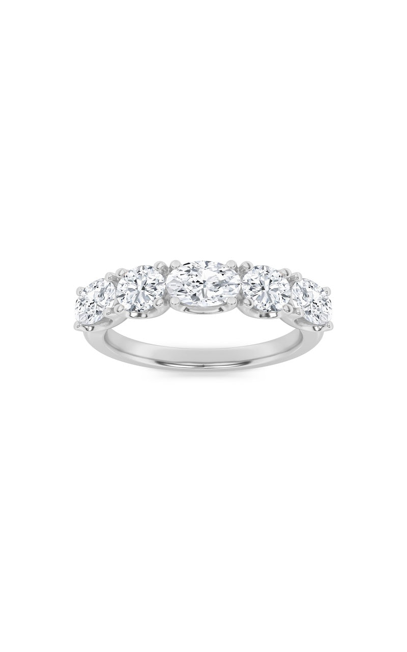 2CTW Oval Shaped Lab Grown Diamond (F/VVS) Five Stone Band Ring in 14K Gold