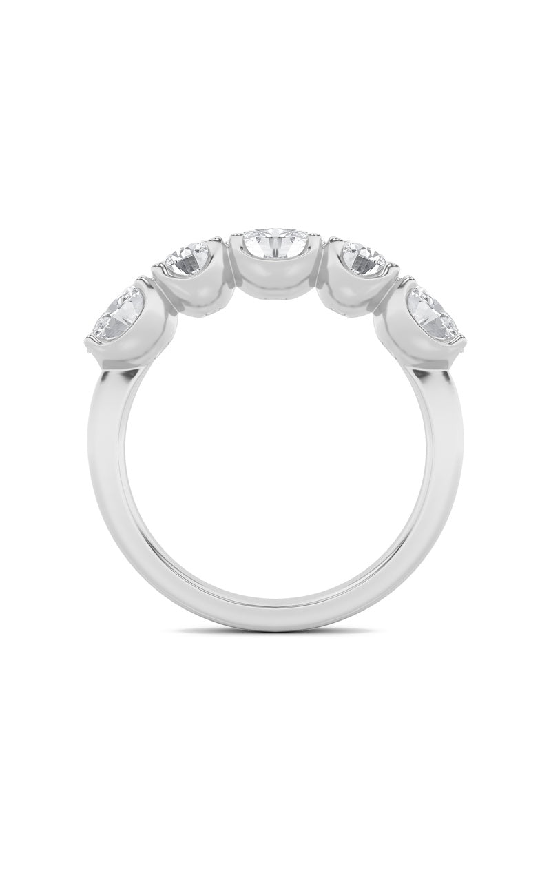 2CTW Oval Shaped Lab Grown Diamond (F/VVS) Five Stone Band Ring in 14K Gold
