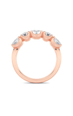 Load image into Gallery viewer, 2CTW Oval Shaped Lab Grown Diamond (F/VVS) Five Stone Band Ring in 14K Gold
