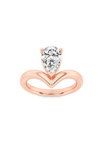 Load image into Gallery viewer, 1.5CTW Pear Shaped Lab Grown Diamond (F/VS) Chevron Solitaire Engagement Ring in 14K Gold
