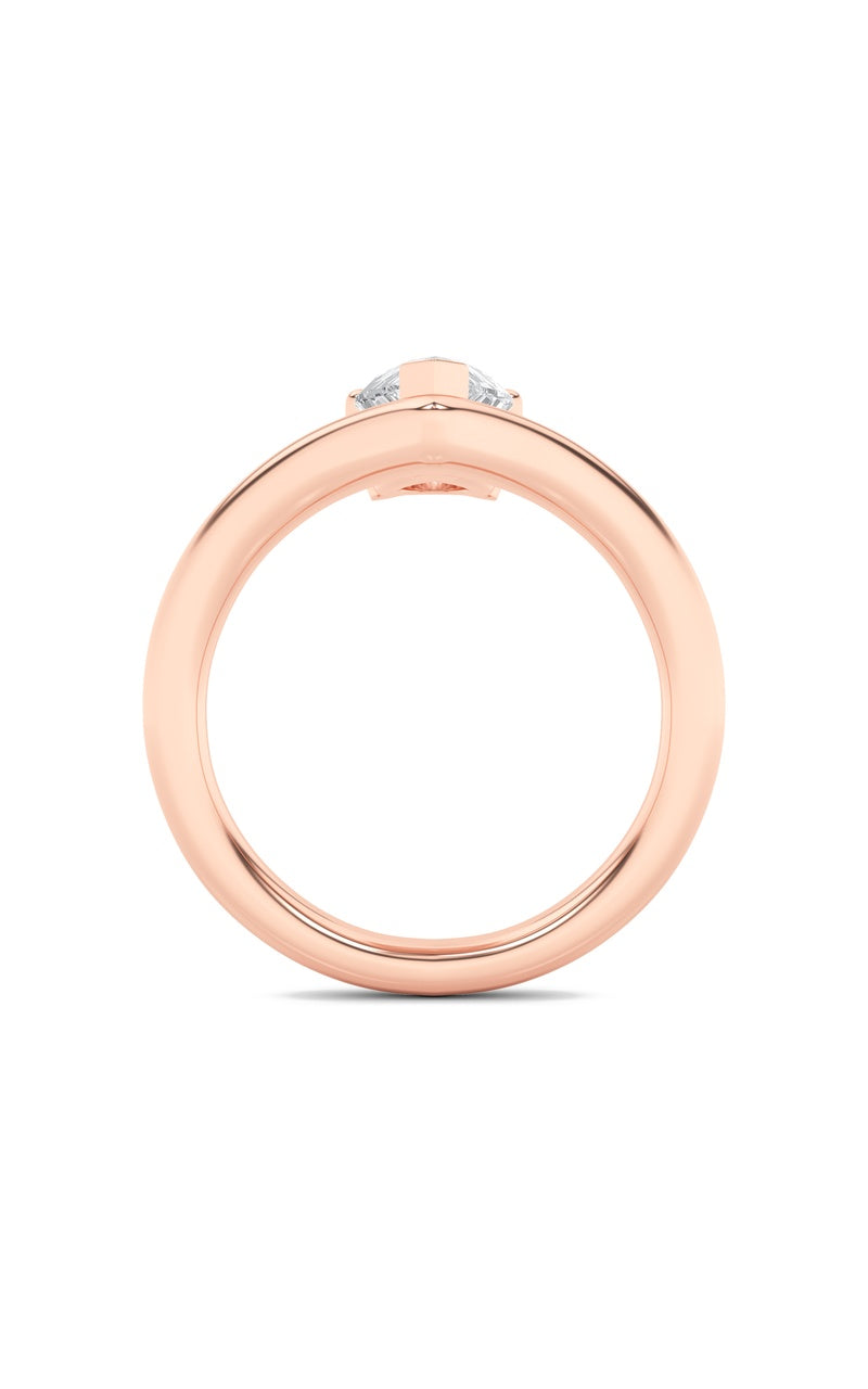 1.5CTW Pear Shaped Lab Grown Diamond (F/VS) Chevron Solitaire Engagement Ring in 14K Gold