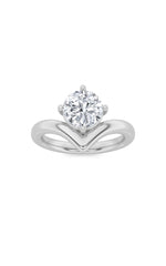Load image into Gallery viewer, 1.5CTW Round Shaped Lab Grown Diamond (G/VS) Chevron Solitaire Engagement Ring in 14K Gold
