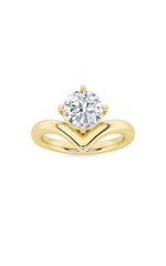 Load image into Gallery viewer, 1.5CTW Round Shaped Lab Grown Diamond (G/VS) Chevron Solitaire Engagement Ring in 14K Gold
