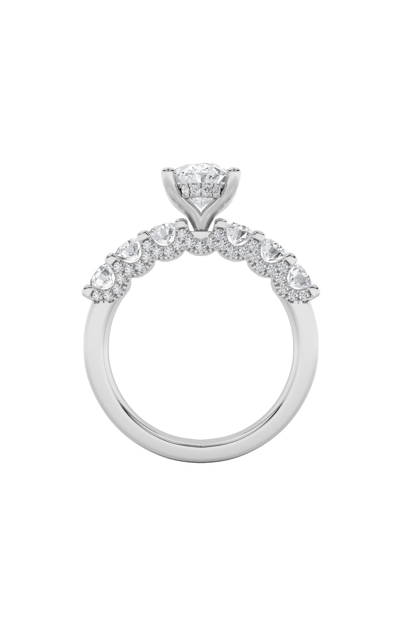 2.5CTW Oval Shaped Lab Grown Diamond (G/VS) Accented Double Halo Set of Band and Ring in 14K Gold