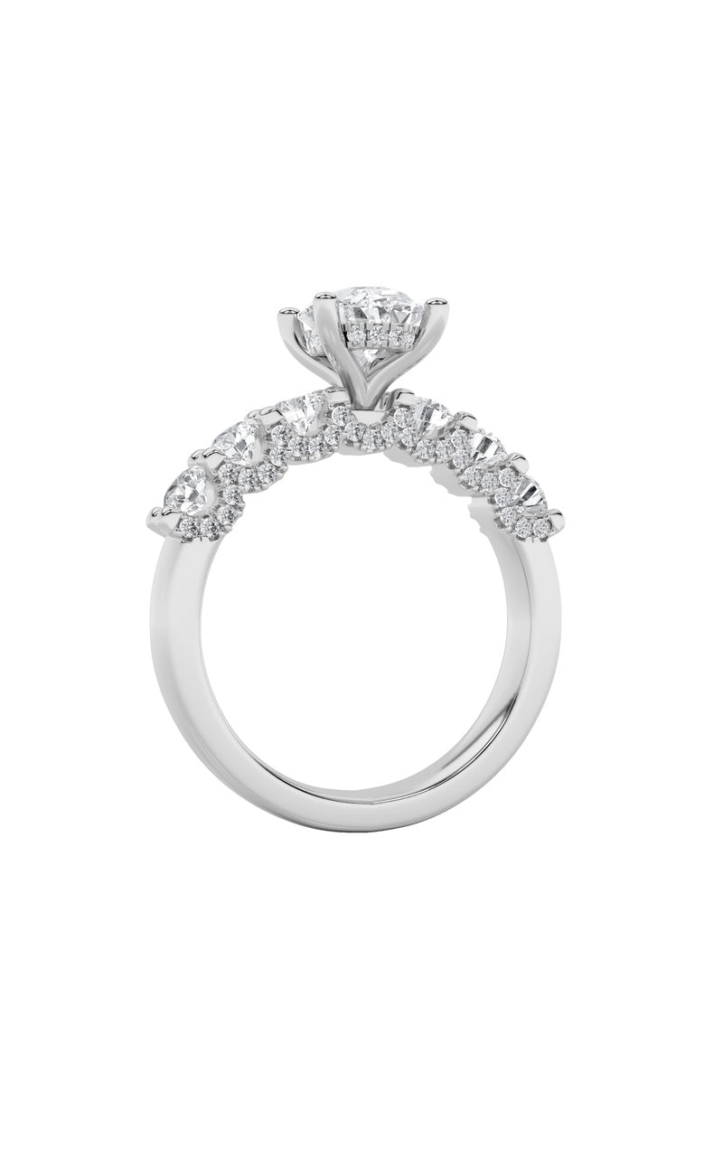 2.5CTW Oval Shaped Lab Grown Diamond (G/VS) Accented Double Halo Set of Band and Ring in 14K Gold