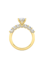 Load image into Gallery viewer, 2.5CTW Oval Shaped Lab Grown Diamond (G/VS) Accented Double Halo Set of Band and Ring in 14K Gold
