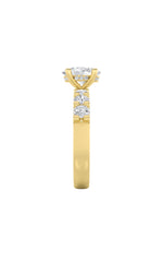 Load image into Gallery viewer, 2.5CTW Oval Shaped Lab Grown Diamond (G/VS) Accented Double Halo Set of Band and Ring in 14K Gold
