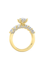 Load image into Gallery viewer, 2.5CTW Oval Shaped Lab Grown Diamond (G/VS) Accented Double Halo Set of Band and Ring in 14K Gold
