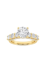 Load image into Gallery viewer, 2.5CTW Round Shaped Lab Grown Diamond (F/VS) Accented Double Halo Set of Band and  Ring in 14K Gold
