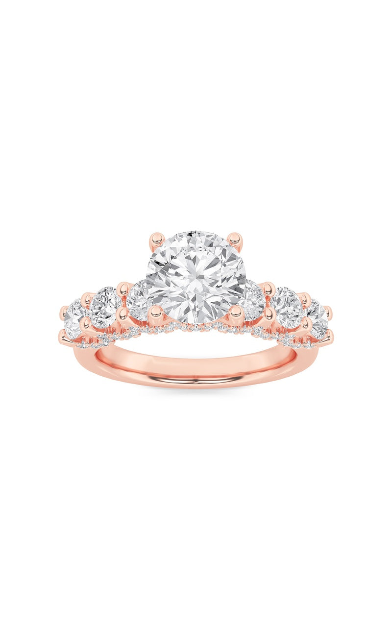 2.5CTW Round Shaped Lab Grown Diamond (F/VS) Accented Double Halo Set of Band and  Ring in 14K Gold